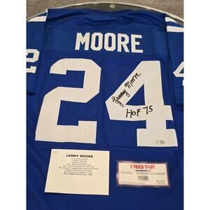 Lenny Moore Autographed/Signed Jersey TRISTAR COA Blue Custom Jersey